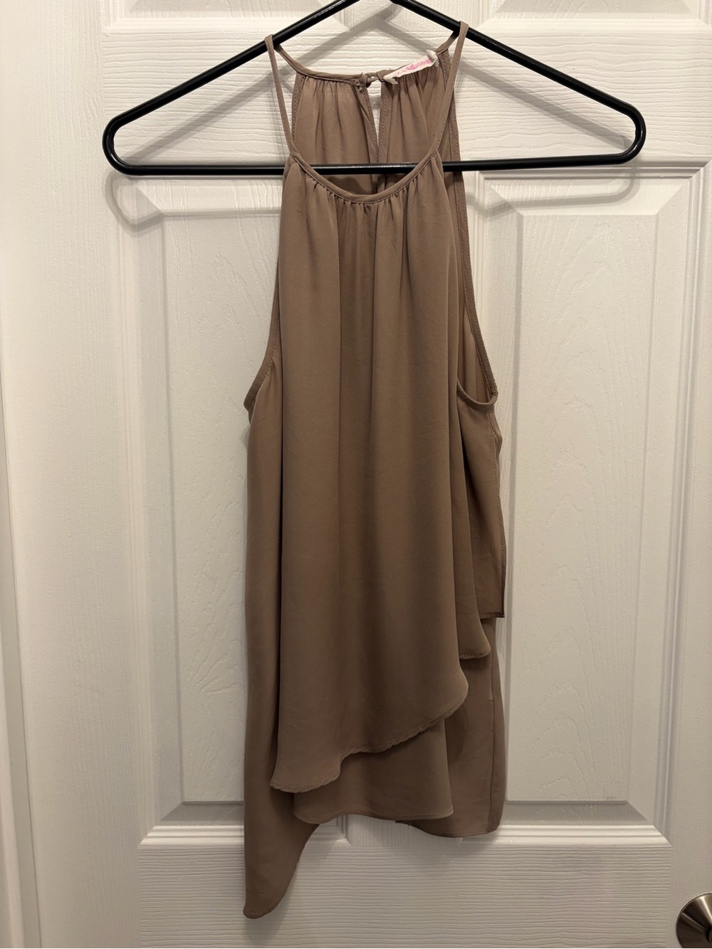 Alice & Trixie Asymmetrical Halter Top in Taupe